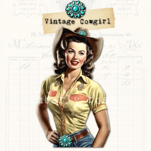 Vintage Cowgirl Pin Up for Collage/Junk Journal/Fussy Cuts/Png Image/Cowgirl Clip Art #2