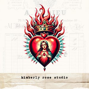 Sacro Cuore con Vergine Maria Immagine PNG/Clip Art religiosa/Clip Art Sacro Cuore