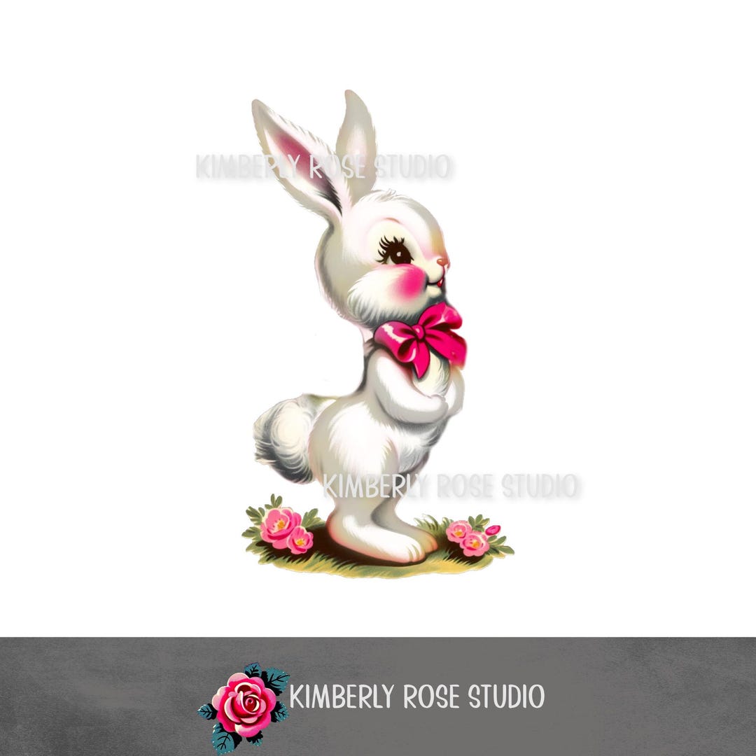White Easter Bunny Kitsch Clip Art /shabby Easter Png/easter Clip Art ...