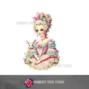 マリー・アントワネットのみすぼらしいイースターバニー /PNG/イースター クリップアート