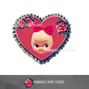 Kitsch Kewpie Doll Valentine&#39;s Day PNG Clip Art