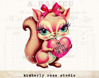 Kitsch Squirrel Valentine's Day Clip Art PNG Image
