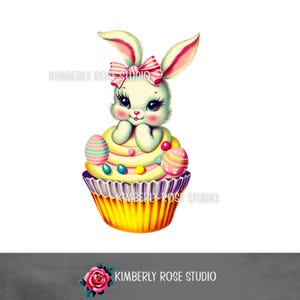 Easter Bunny Jellybean Cupcake Kitsch Clip Art /Shabby Easter PNG/Easter Clip Art