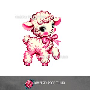 Pink Easter Lamb Kitsch Clip Art /Shabby Easter PNG/Easter Clip Art
