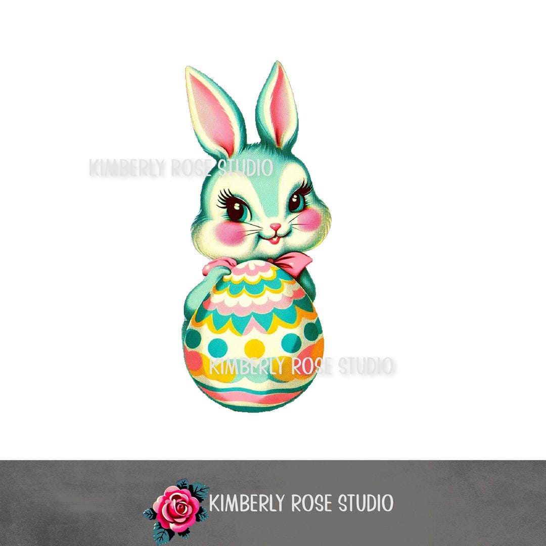 Easter Egg and Bunny Kitsch Clip Art /shabby Easter Png/easter Clip Art ...