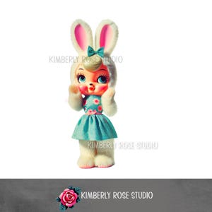 Mod Bunny Doll Kitschy Clip Art /Easter PNG/Easter Clip Art No2