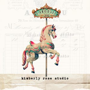 Vintage Carousel Rides Carnival Horse Clip Art/Carrossel Cavalo Clip Art/Carnaval PNG