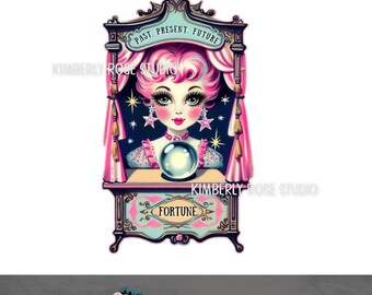 Kitsch Fortune Teller Crystal Ball Clip Art PNG Image (Digital Download)