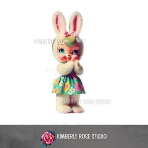 Mod Bunny Doll Kitschy Clip Art /Easter PNG/Easter Clip Art