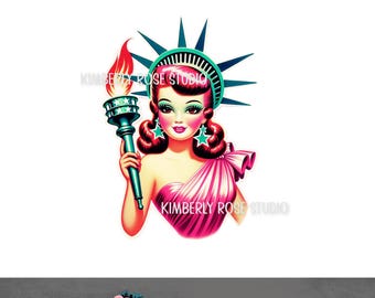 Retro Pinup Frihetsgudinnan Clip Art (PNG)