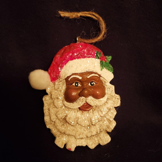 African American Santa Ornament Black Santa Ornament Black Etsy