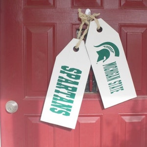 Reversible Wooden Door Hang Tags Michigan State Door Tags Custom Wooden Door Tags image 3