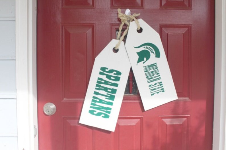 Reversible Wooden Door Hang Tags Michigan State Door Tags Custom Wooden Door Tags image 3