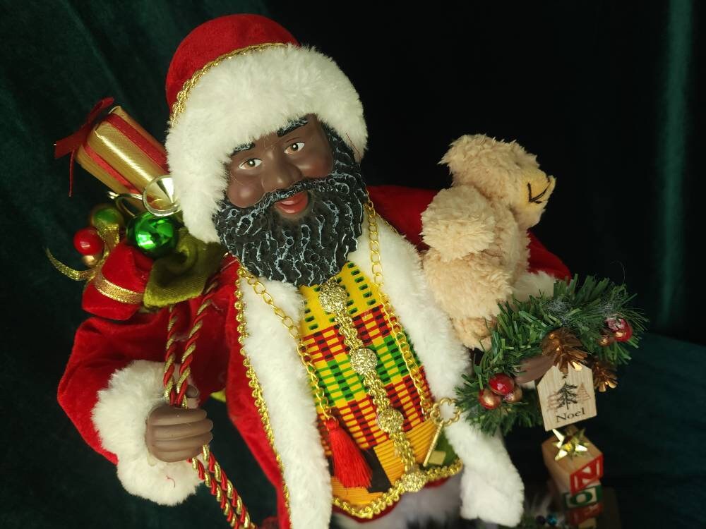 Black Santa, African A. Santa Kente Vest Handmade African American ...
