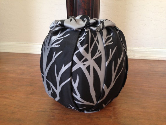 Items similar to Elegant Pumpkin wrapped in Black Tree Fabric, Fall ...