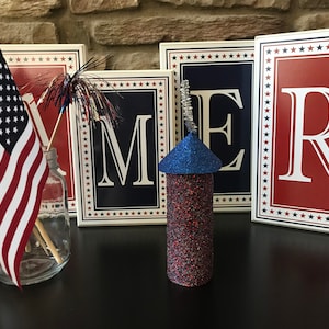 Patriotic Firecracker Decor, Fourth of July Firecracker, Fourth of July Decor, Patriotic Decor, Glitter Fircracker, Fire Bomb Decor, Firecra