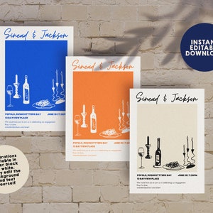 POPOLO DUO 手描きウェディング招待状｜イタリアンレトロデザイン（デジタルダウンロード）