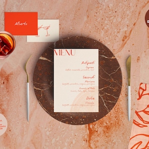 ALBERTO MENU | Natychmiastowe pobranie włoskiego menu tematycznego | unikalny edytowalny szablon menu | menu do wydruku | menu ilustrowane ręcznie