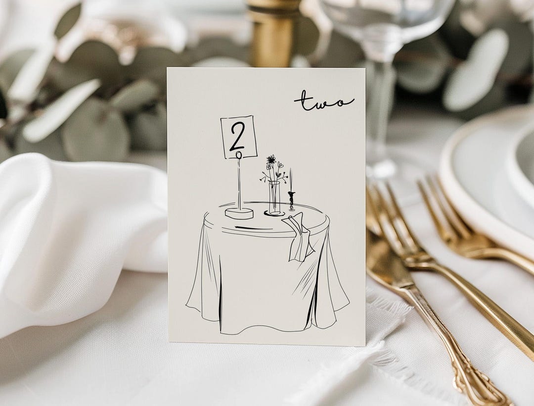 Table Party Events Table Numbers Illustrated SOIREE Wedding Table Numbers | Editable Wedding Table Decor ...