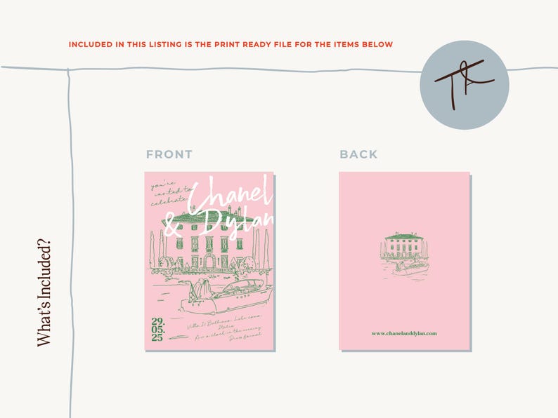 COMO Wedding Invitation Venue Illustration | Custom Sketch (Digital Files Only) image 5
