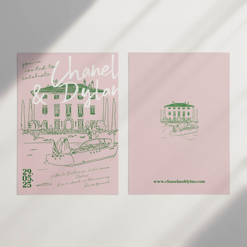 COMO Wedding Invitation Venue Illustration | Custom Sketch (Digital Files Only) image 3