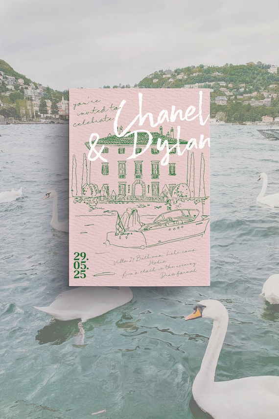 COMO Wedding Invitation Venue Illustration | Custom Sketch (Digital Files Only)