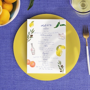 Menu ALAMAE/Menu matrimonio moderno/Menu matrimonio europeo/Bundle matrimonio personalizzato/Menu matrimonio acquerello illustrato/Colore