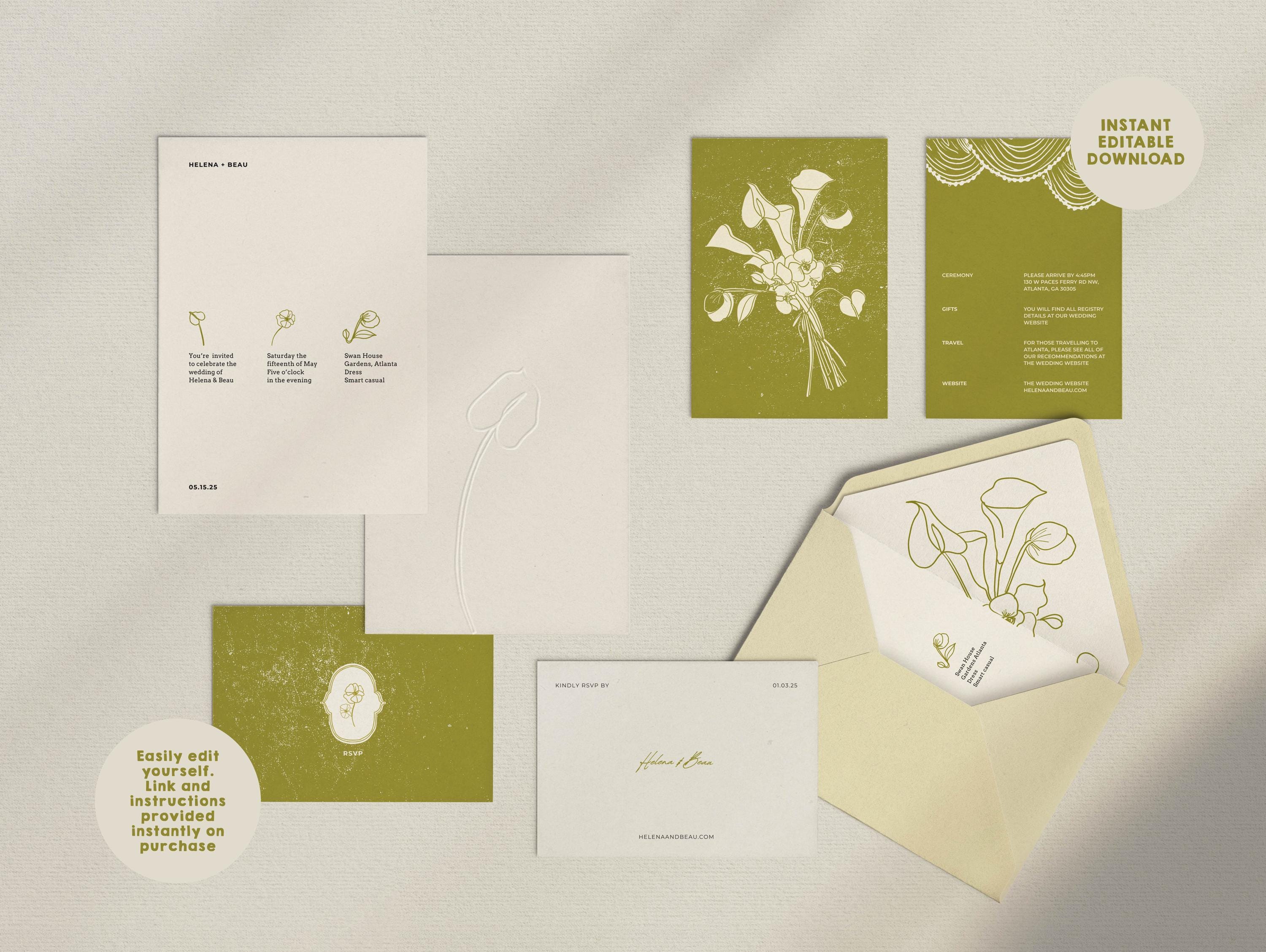 Complete ETHEREAL Lush Chartreuse Garden Theme Wedding Suite ...