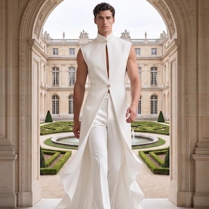 designer formal dress for men Avant Garde black formal outfit for men The matching vest and Brown Warehouse Metallic Twist Size:2X/18 bridgerton fashion