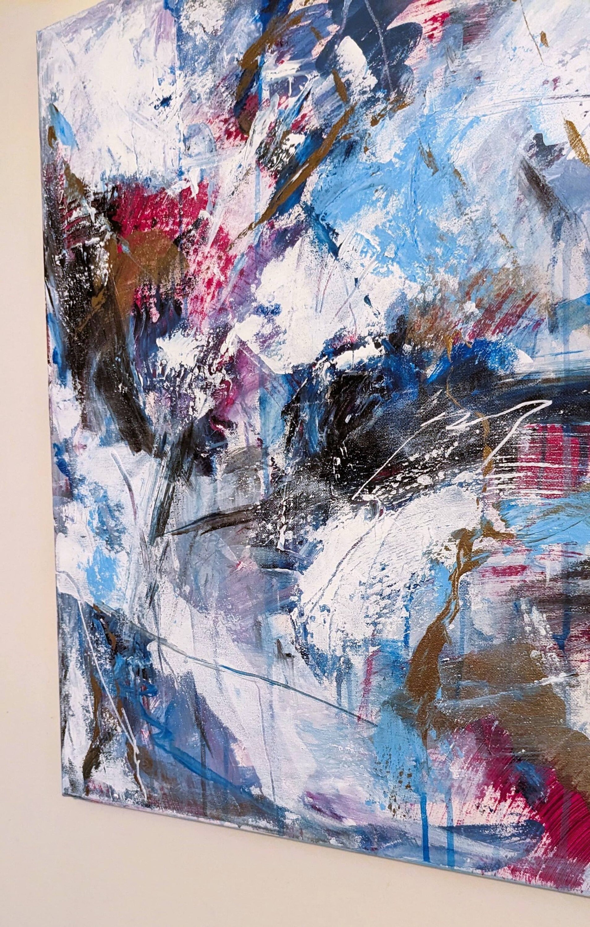 Abstract Canvas Painting Original Blue Acrylic Contemporary Modern