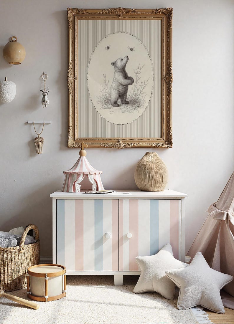Vintage Neutral Nursery Prints Set of 6, Rabbit and Botanical Wall Art ...