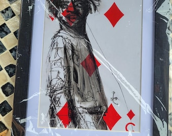 Five of Diamonds Card Ink Sketch
