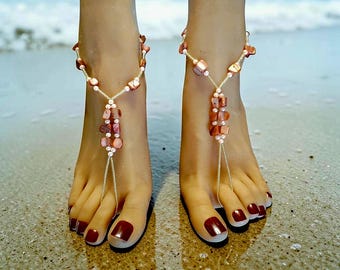Peach Roses Barefoot Sandals