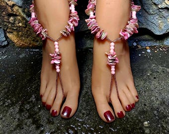 Pink and Brown B Barefoot Sandals