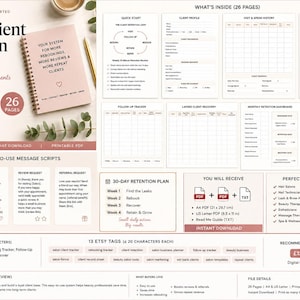 Salon Client Retention System | Rebooking Tracker, Follow Up Templates & Scripts | Beauty Business Planner