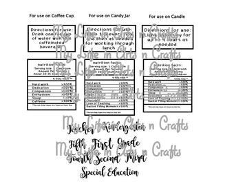 Teacher Gift Nutrition Facts File