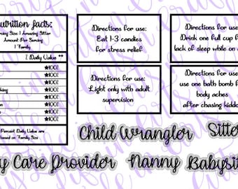 Baby Sitter Nutrition Facts SVG