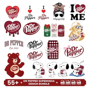 Dr Pepper PNG SVG-paket | Vintage Soda Clipart Perfekt för enastående skjortor, tumblers och sublimering | Direktnedladdning