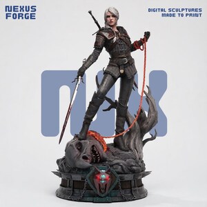 Ciri 1:6 STL Figure | Dark Fantasy Warrior Statue | Pre-Supported & Merged Files