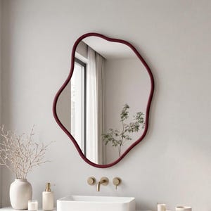 Wavy Asymmetrical Wall Mirror, Irregular Squiggle Mirror for Bedroom Dresser Vanity
