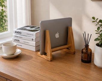 Natural Bamboo Laptop Stand: Ergonomic Wooden Holder for MacBook, Tablet, Notebook