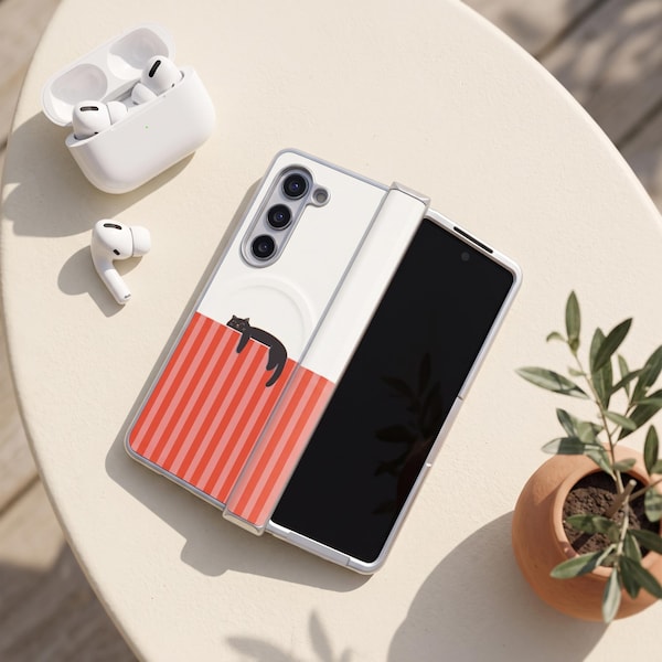 Striped Cat Magnetic Case Samsung Galaxy Z Fold7 Fold6 Fold5 Fold4 W26 5G