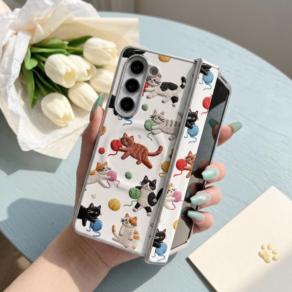 Kitten Yarn Ball Magnetic Case Samsung Galaxy Z Fold7 Fold6 Fold5 Fold4 W26