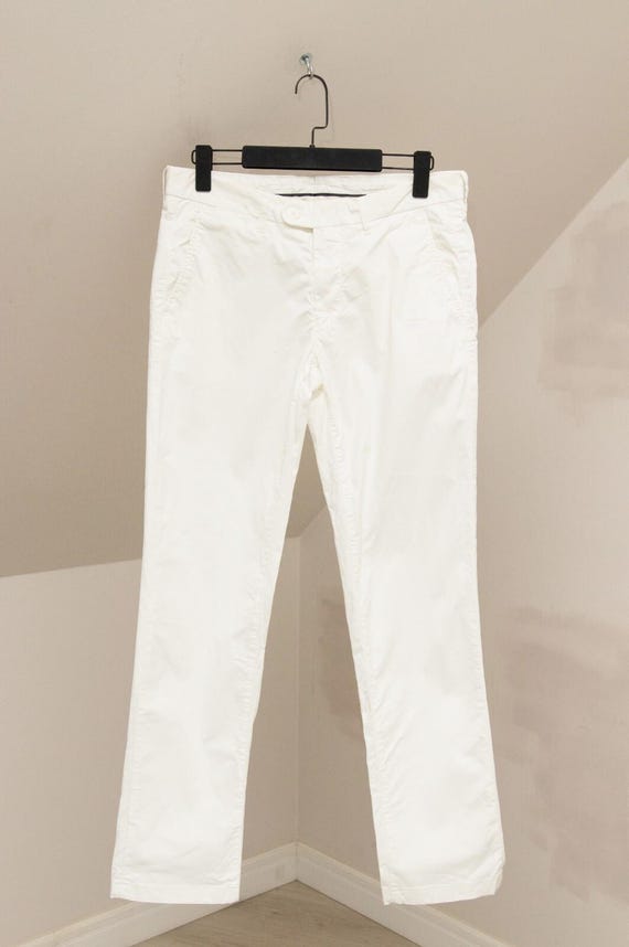 Corneliani, Corneliani Luxury Men's White Cotton Pants Trousers Size 50 Made in Italy