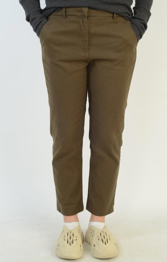 Aspesi, Aspesi Women's Brown Cotton Linen Wool Pants Trousers Size 44 Made in Italy