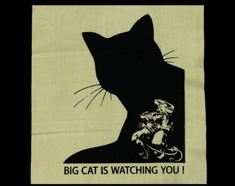 BIG CAT Is WATCHING You Patches For Jackets For Women Men Cat Back Patch Jackets Cat Patch Screen Print Animal Patch Orwell Political Patch