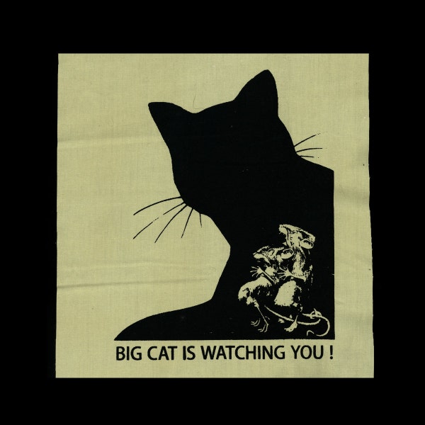 BIG CAT Is WATCHING You Patches For Jackets For Women Men Cat Back Patch Jackets Cat Patch Screen Print Animal Patch Orwell Political Patch