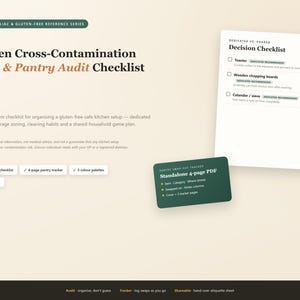 Gluten Free Kitchen Checklist PDF | Cross Contamination Audit & Pantry Swap Tracker | Coeliac Diagnosis Gift | Printable Digital Download