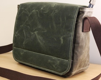 travel bag - waxed canvas cross body bag - 010272