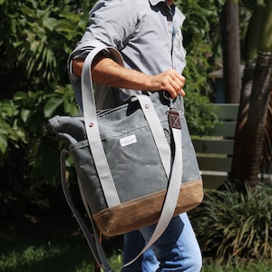 EXTRA LARGE zippered tote bag - heavy waxed canvas everyday tote - jumbo bag - laptop bag - made in USA 010305